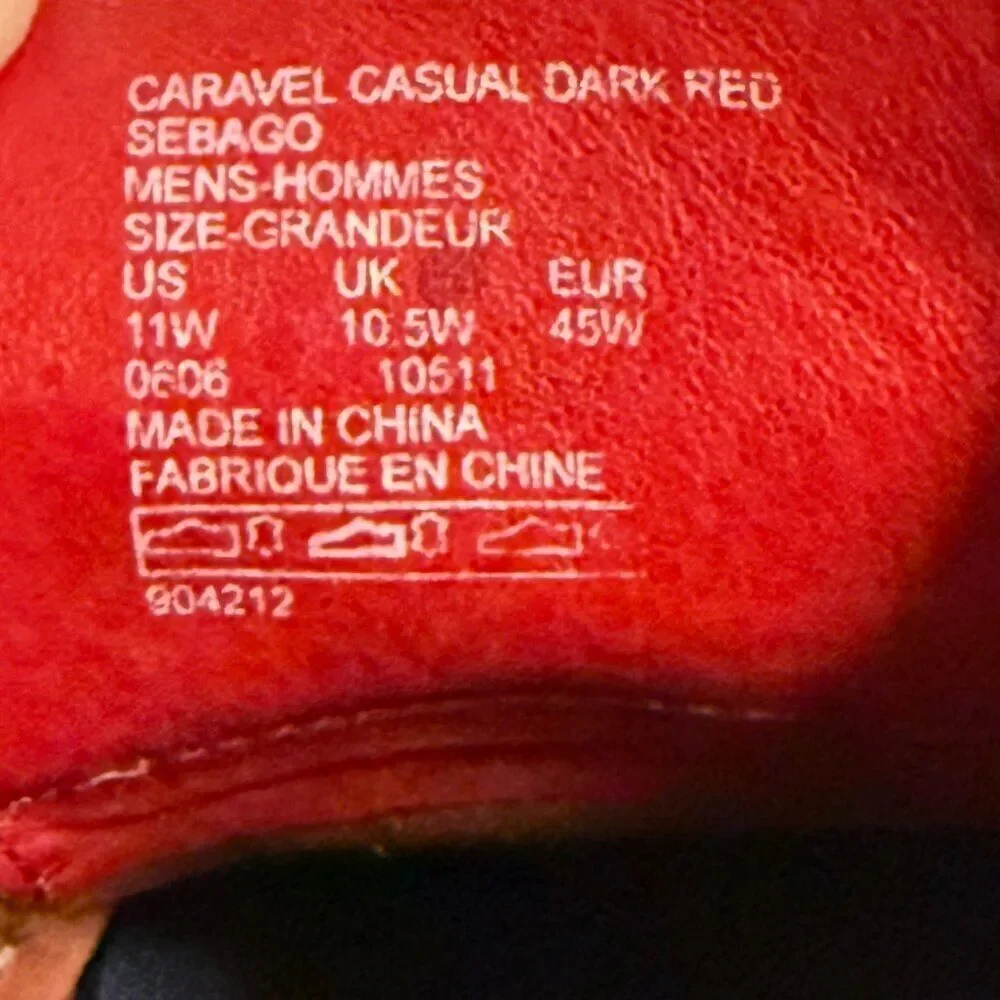 Sebago Caravel Casual Dark Red Boat Deck Shoes Size 11W